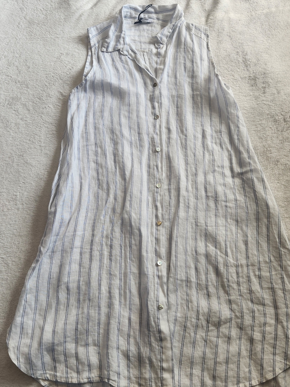 NWOT Rosemarine Italy Linen Sleeveless Stripe Button Down Dress L